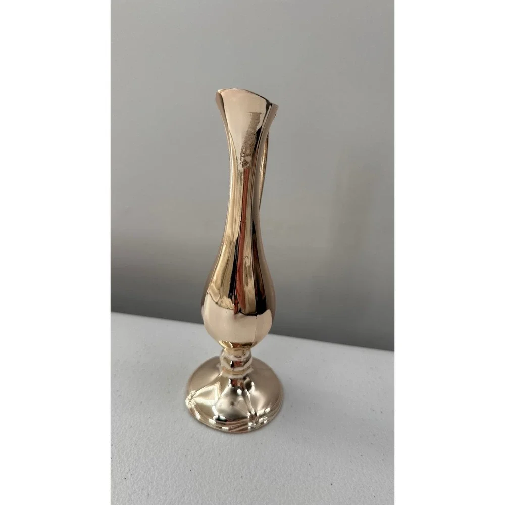 Vintage Bud Vase Pitcher Set Silver Gold Tone Mid Century Modern Farmhouse Decor